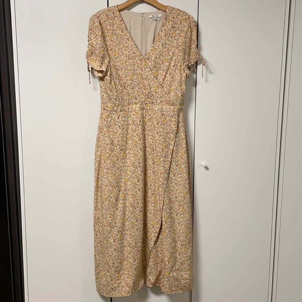 Madewell Peekaboo-Sleeve in Blossoming Vines Yellow Floral Maxi Dress Size 8